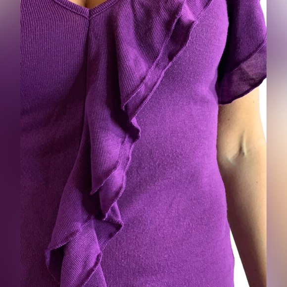 Purple Ruffle V-Neck Tunic Size Small - Picture 5 of 5